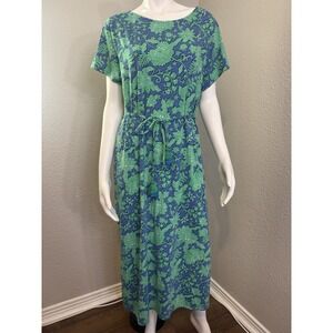 J Jill Midi Maxi Dress XL petite Floral Boho Short Sleeve Stretch